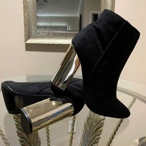 Black Faux Suede Booties